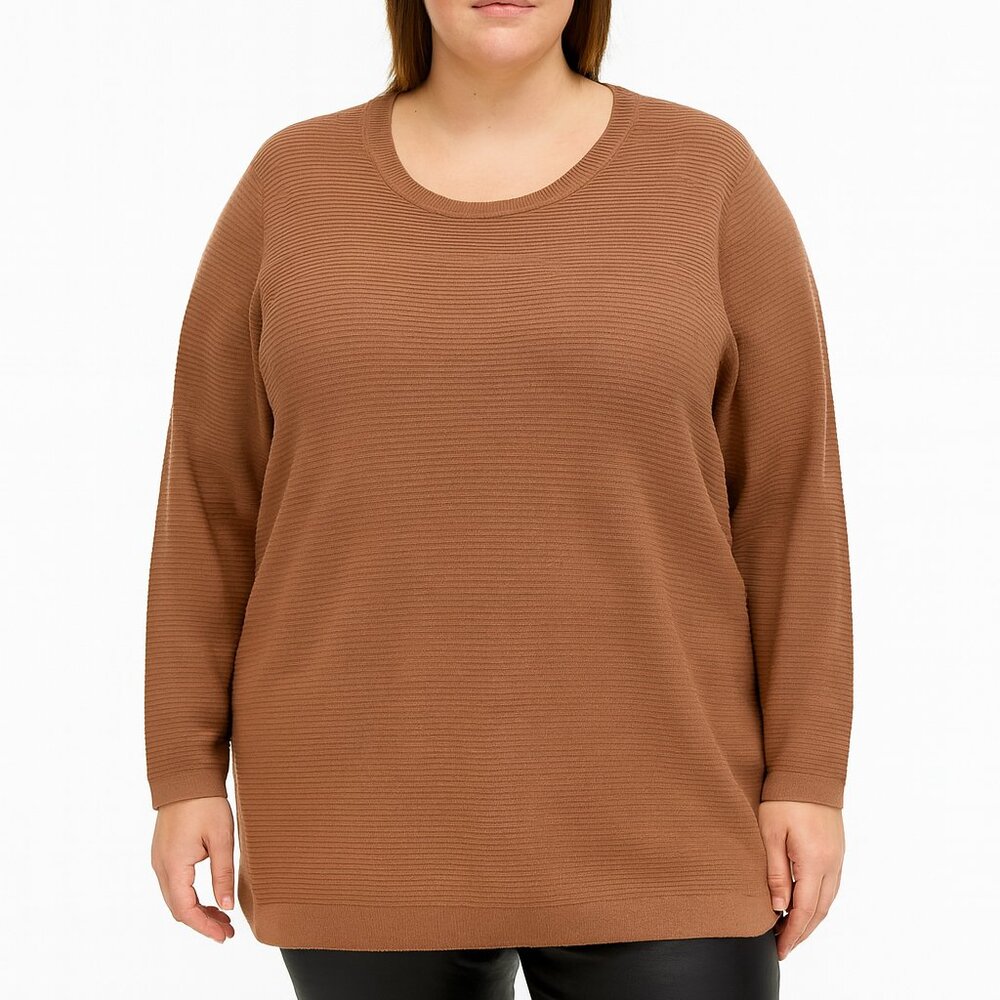 NWT Cyrus Brown Fall Plus Size Relaxed Fit Oversized Sweater With Side Splits